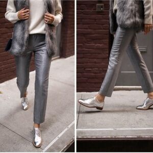 {Banana Republic} "Avery Silver Glitter Metallic" Straight Leg Dress Pants